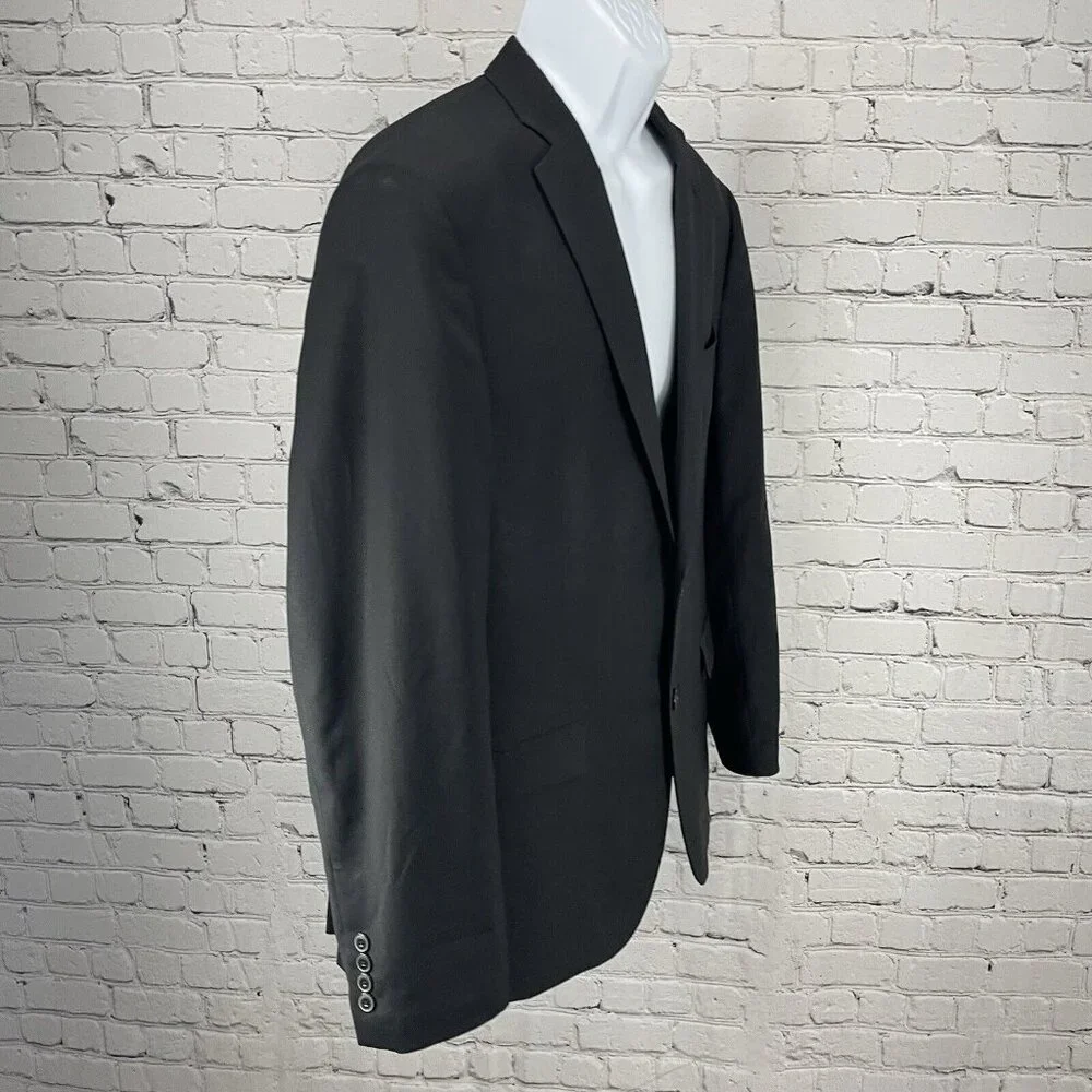 Jos A Bank 1905 Black 100% Wool Slim Fit 2 Button Vented Notch Suit Blazer 43R